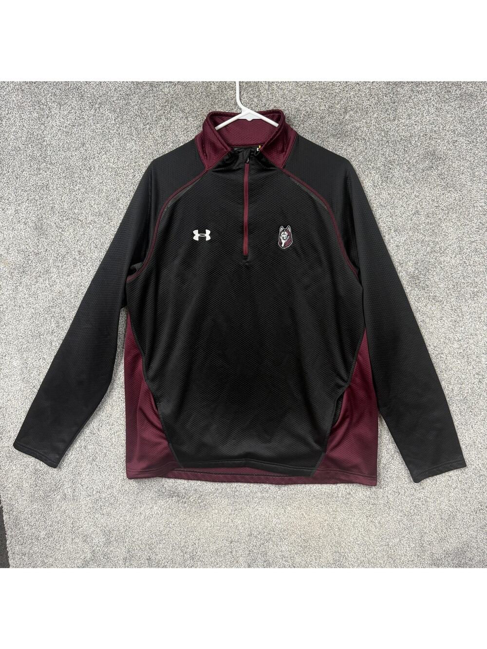 Under Armour‎ Shirt Mens XL Black Maroon 1/4 Zip Long Sleeve Training Pullover